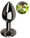 Анальна пробка з кристалом EGZO - Dark Gray Round Plug Green, size S