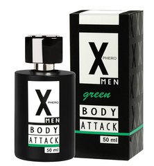 Духи с феромонами для мужчин X phero Men Green Body Attack, 50 ml