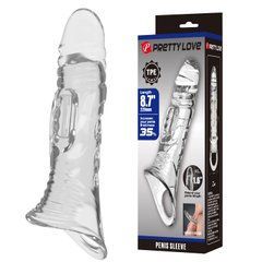 Удлиняющая насадка PRETTY LOVE - Penis Sleeve 8.7" Extender Clear, BI-026241NM