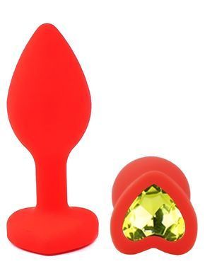 Силіконова анальна пробка EGZO - Silicone Red Heart Plug Lime, size S