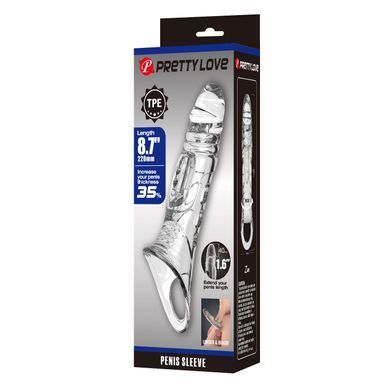 Подовжуюча насадка PRETTY LOVE - Penis Sleeve 8.7" Extender Clear, BI-026241NM