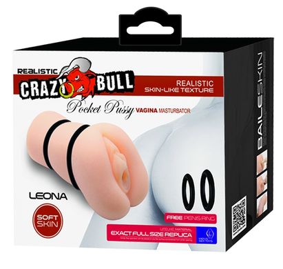 Мастурбатор-Вагіна Crazy Bull-LEONA Pocket Pussy vagina, BM - 009225NH