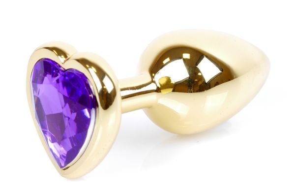 Анальний затор Boss Series - Jewellery Gold Heart PLUG Purple S, BS6400043