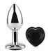 Анальная пробка с кристаллом EGZO - Silver Heart Plug Black size S