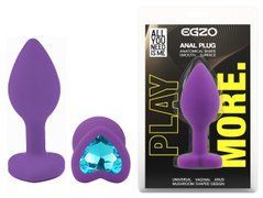 Силиконовая анальная пробка EGZO - Silicone Violet Heart Plug Aqua, size S