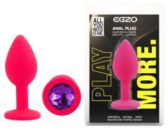 Силиконовая анальная пробка EGZO - Silicone Pink Round Plug Purple, size S