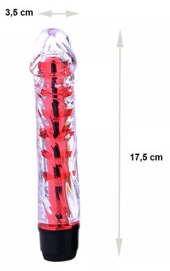 Вагінальний вібратор XESE Cristal Red (довжина 17,5 см, діаметр 3,5 см), GSV-04 Red