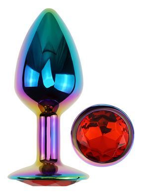 Анальна пробка з кристалом EGZO - Multicolor Round Plug Red size M