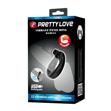 Ерекційне вібро кільце Pretty Love - DAHLIA Vibrant Penis Ring BLACK, BI-210324