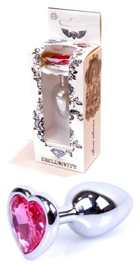 Анальний затор Boss Series - Jewellery Silver Heart PLUG Pink S, BS6400044