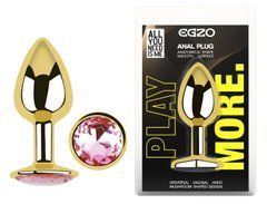 Анальная пробка с кристаллом EGZO - Gold Round Plug Pink size M