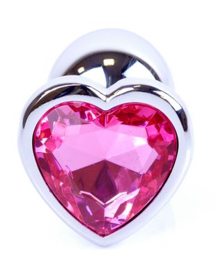 Анальний затор Boss Series - Jewellery Silver Heart PLUG Pink S, BS6400044