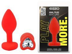 Силиконовая анальная пробка EGZO - Silicone Red Heart Plug Clear, size S