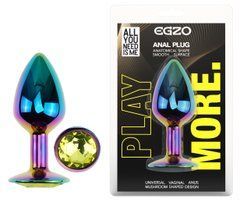 Анальная пробка с кристаллом EGZO - Multicolor Round Plug Lime size S