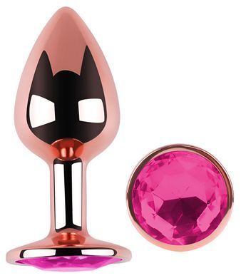 Анальная пробка с кристаллом EGZO - Rose Gold Round Plug Rose size S