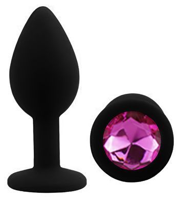 Силіконова анальна пробка EGZO - Silicone Black Round Plug Rose, size S