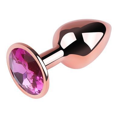 Анальная пробка с кристаллом EGZO - Rose Gold Round Plug Rose size S