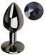 Анальная пробка с кристаллом EGZO - Dark Gray Round Plug Black, size S