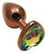 Анальна пробка з кристалом EGZO - Dark Gold Heart Plug Rainbow, size S