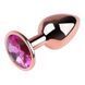 Анальная пробка с кристаллом EGZO - Rose Gold Round Plug Rose size S