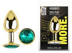 Анальная пробка с кристаллом EGZO - Gold Round Plug Marine size M