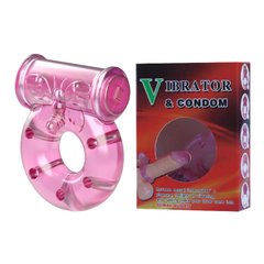 Кільце з вібрацією і презервативом "Vibrator & condom" BI-010081