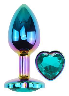 Анальна пробка з кристалом EGZO - Multicolor Heart Plug Marine size M
