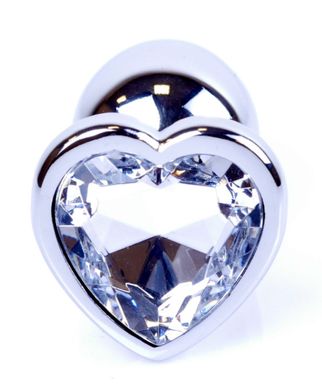 Анальний затор Boss Series - Jewellery Silver Heart PLUG Clear S, BS6400048