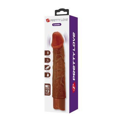 Перезаряжаемый вибратор реалистик Pretty Love - Leander Realistic Vibrating Dildo Brown, BW-500080-1