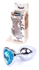 Анальний затор Boss Series - Jewellery Silver Heart PLUG Light Blue S, BS6400049