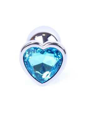 Анальний затор Boss Series - Jewellery Silver Heart PLUG Light Blue S, BS6400049