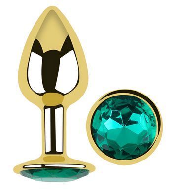 Анальная пробка с кристаллом EGZO - Gold Round Plug Marine size S