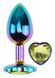 Анальна пробка з кристалом EGZO - Multicolor Heart Plug Lime size M