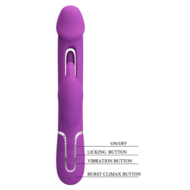 Вібратор із стимулятором клітора PRETTY LOVE - Kampas Rabbit 3 in 1 Purple, BW-500025-3