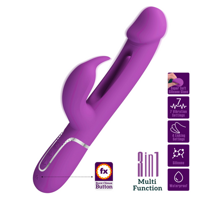 Вібратор із стимулятором клітора PRETTY LOVE - Kampas Rabbit 3 in 1 Purple, BW-500025-3