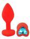 Силиконовая анальная пробка EGZO - Silicone Red Heart Plug Aqua, size S