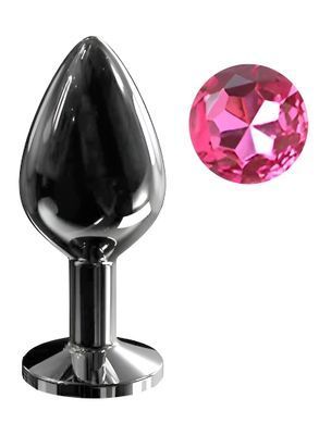 Анальна пробка з кристалом EGZO - Dark Gray Round Plug Rose, size M