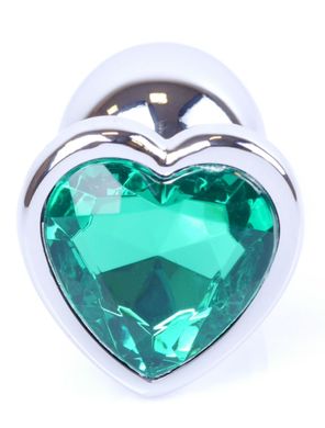 Анальная пробка Boss Series - Jewellery Silver Heart PLUG Green S, BS6400051