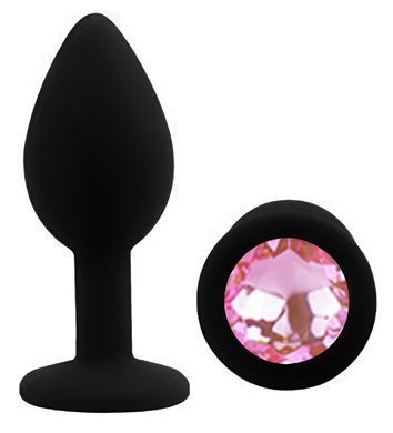 Силиконовая анальная пробка EGZO - Silicone Black Round Plug Pink, size S