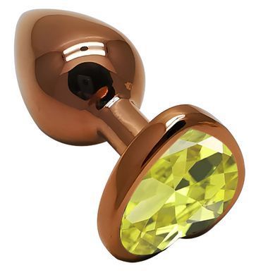 Анальна пробка з кристалом EGZO - Dark Gold Heart Plug Lime, size S