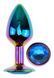 Анальная пробка с кристаллом EGZO - Multicolor Round Plug Black size S