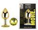 Анальна пробка з кристалом EGZO - Gold Round Plug Lime size S
