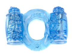Эрекционное вибро кольцо BOSS Vibrating Cock Ring Double Blue, BS6700035