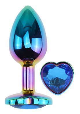 Анальна пробка з кристалом EGZO - Multicolor Heart Plug Blue size M