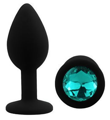 Силиконовая анальная пробка EGZO - Silicone Black Round Plug Marine, size S
