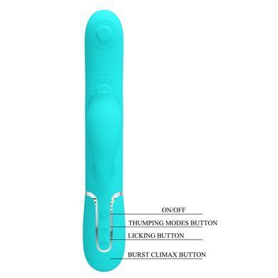 Пульсатор із кліторальним стимулятором серії Pretty Love - Gigi Green 7 thumping functions 7 licking modes, BW-500035-1