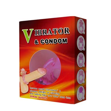 Кільце з вібрацією і презервативом "Vibrator & condom" BI-010083