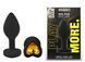 Силіконова анальна пробка EGZO - Silicone Black Heart Plug Yellow, size S