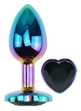 Анальна пробка з кристалом EGZO - Multicolor Heart Plug Black size M