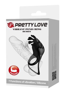 Эрекционное кольцо Pretty Love - Vibration Penis Ring Ruben Black, BI-210311-1